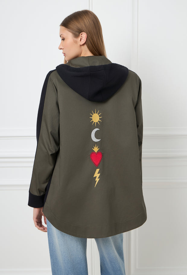 Cosmic Sparks Army Hoodie Khaki