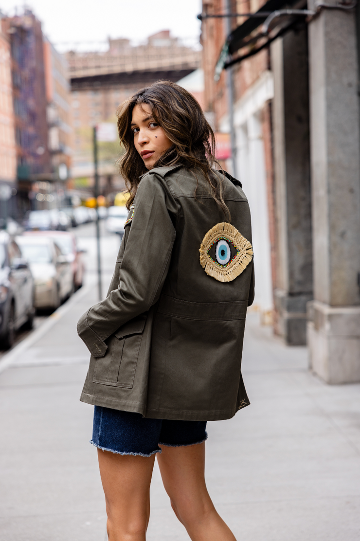 Raffia Eye Safari Jacket Khaki
