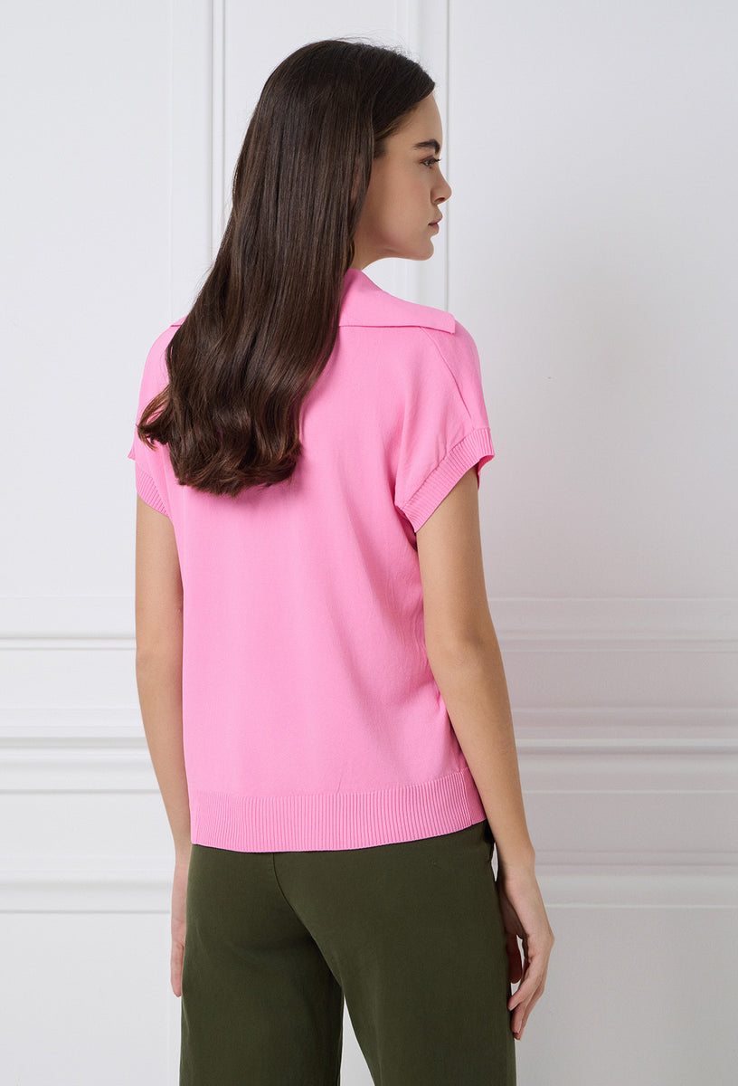 Zeus Knitted Polo Pink – ZoeK