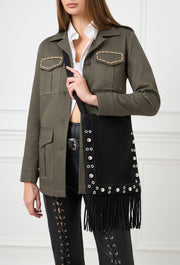 Fringe Suede Messenger Black