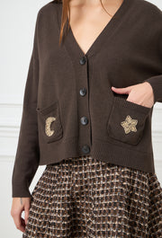 Midnight Knitted Cardigan Brown