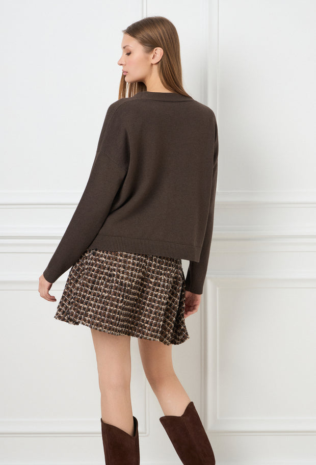 Midnight Knitted Cardigan Brown
