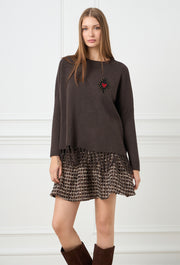 Ace Heart Knitted Sweater Brown