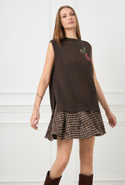 Paisley Knitted Vest Brown