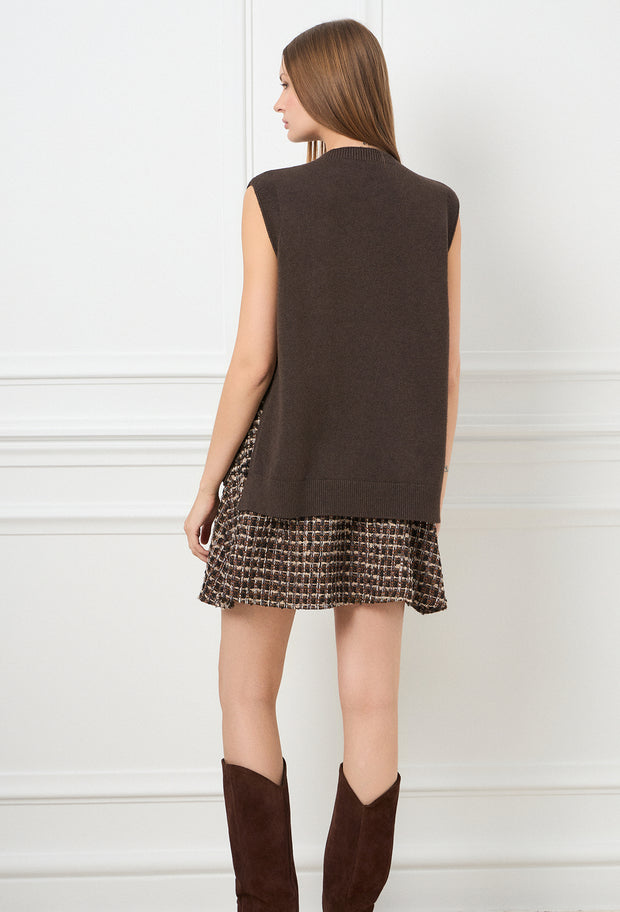 Paisley Knitted Vest Brown