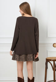 Pearl Jewel Knitted Blouse Brown