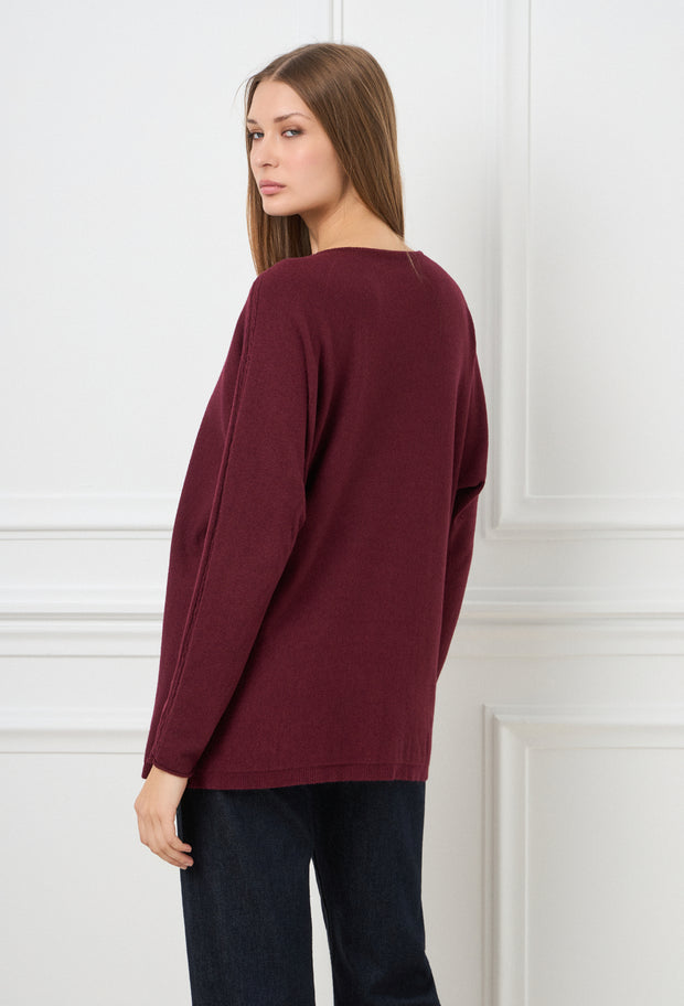 Double Heart Knitted Blouse Burgundy