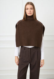 Lines Knitted Poncho Brown