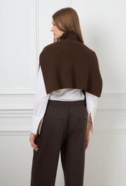 Lines Knitted Poncho Brown