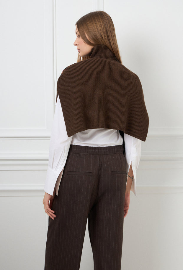Lines Knitted Poncho Brown