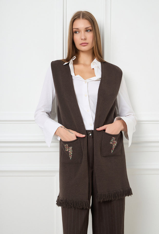 Zeus Knitted Vest Brown