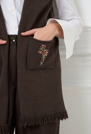 Zeus Knitted Vest Brown