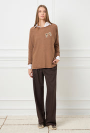 Pearl Jewel Knitted Blouse Caramel