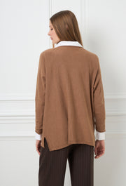 Pearl Jewel Knitted Blouse Caramel
