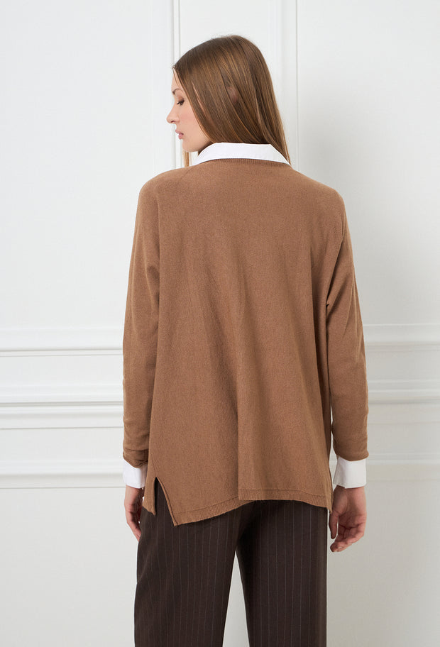 Pearl Jewel Knitted Blouse Caramel