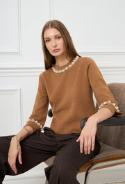 Pearl Love Knitted Top Camel