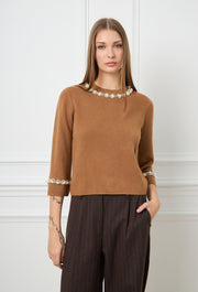 Pearl Love Knitted Top Camel