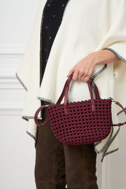 Venice Woven Mini Tote Burgundy