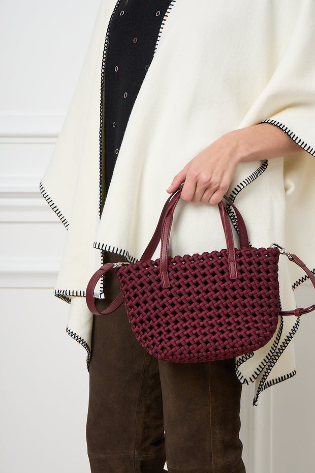 Venice Woven Mini Tote Burgundy