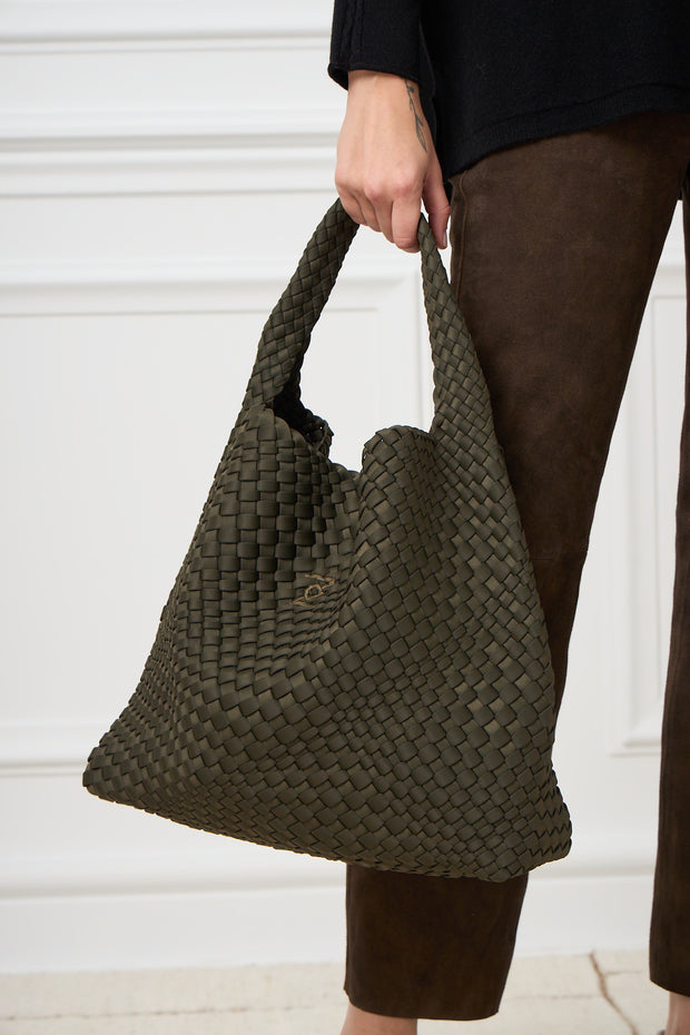 Roma Woven Hobo Bag Khaki