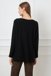 Double Heart Knitted Blouse Black