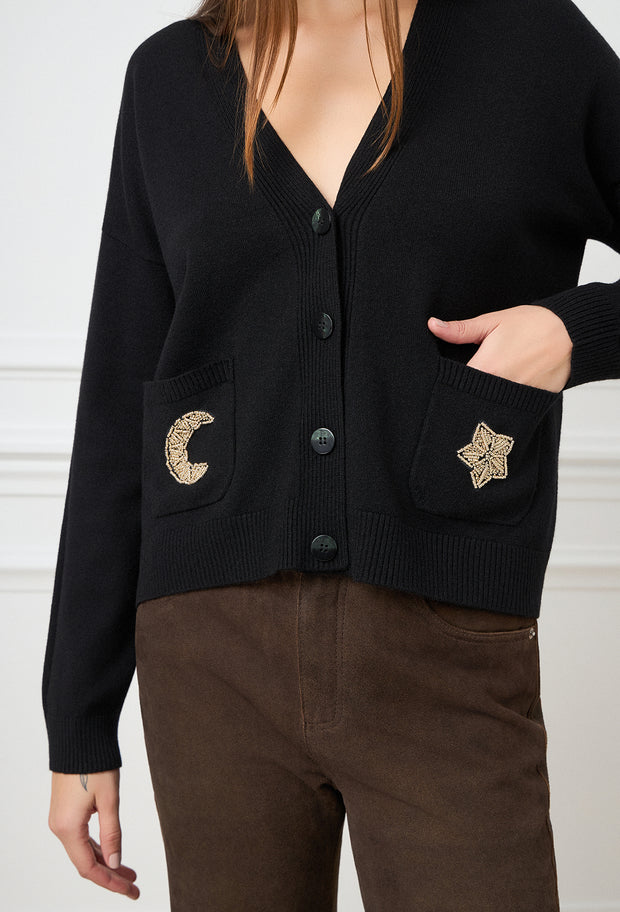 Midnight Knitted Cardigan Black