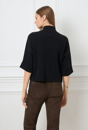 Heart Button Knitted Top Black