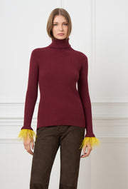 Feather Knitted Turtleneck Burgundy