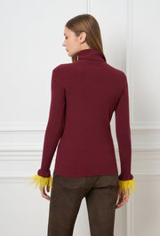 Feather Knitted Turtleneck Burgundy