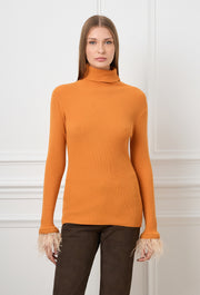 Feather Knitted Turtleneck Rustic