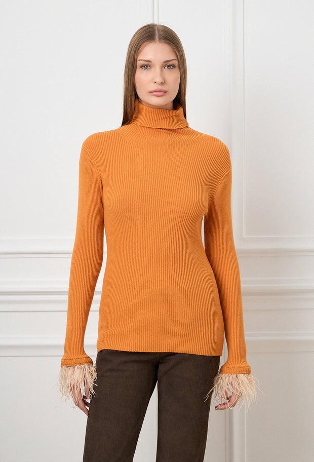 Feather Knitted Turtleneck Rustic
