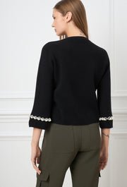 Pearl Love Knitted Top Black