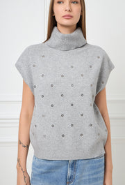Rock Knitted Turtleneck Top Grey