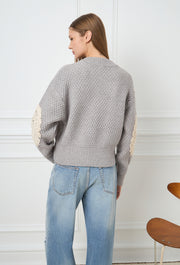Claire Knitted Zipper Cardigan Grey
