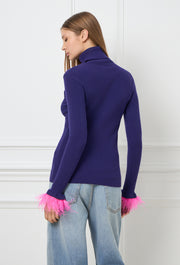 Feather Knitted Turtleneck Purple