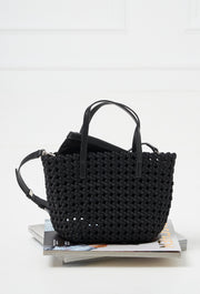Venice Woven Mini Tote Black