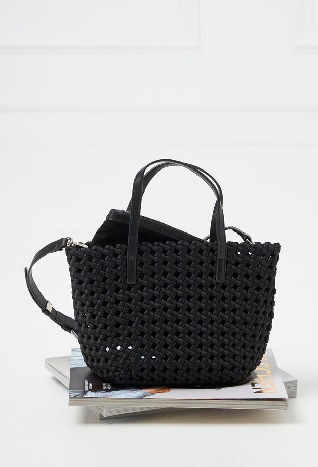 Venice Woven Mini Tote Black