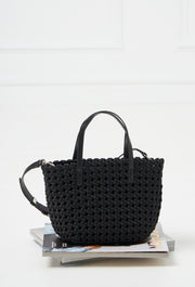 Venice Woven Mini Tote Black
