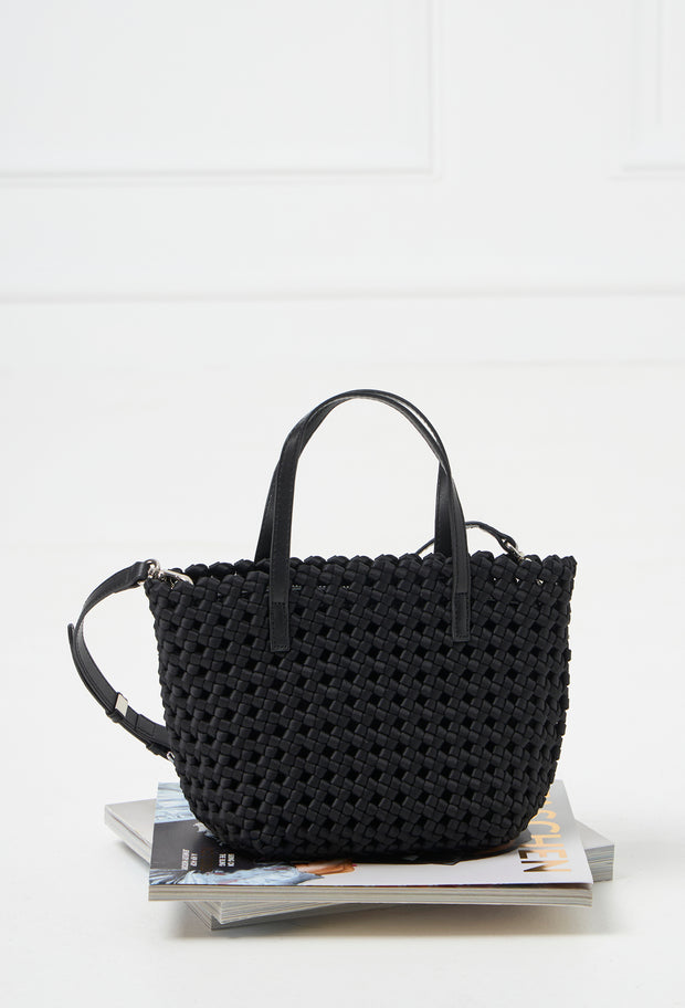 Venice Woven Mini Tote Black