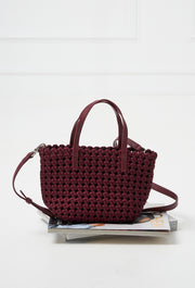Venice Woven Mini Tote Burgundy