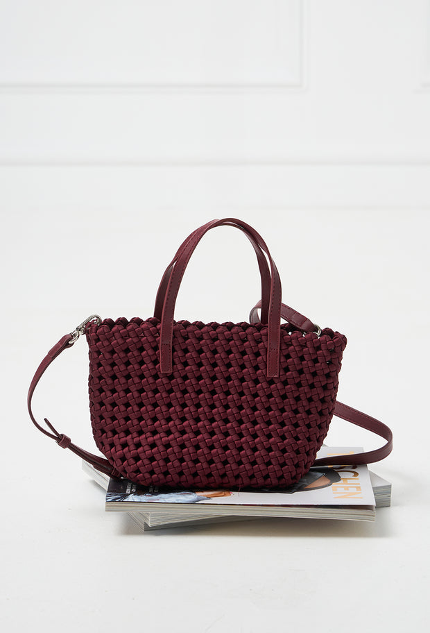 Venice Woven Mini Tote Burgundy