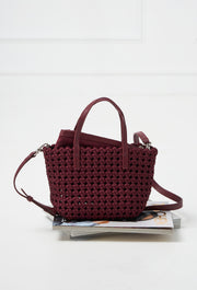 Venice Woven Mini Tote Burgundy
