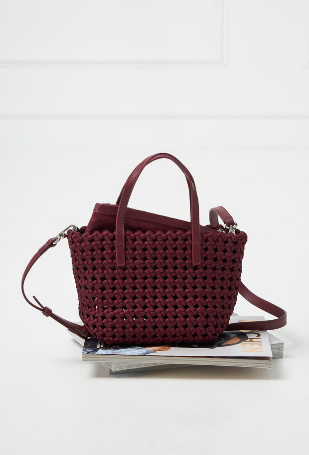 Venice Woven Mini Tote Burgundy