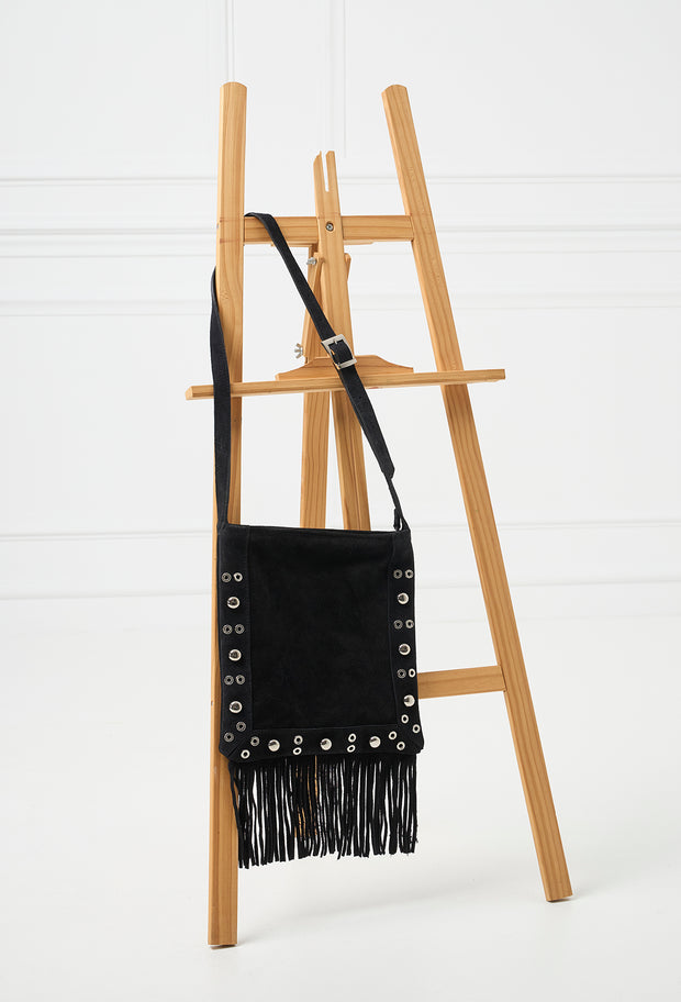 Fringe Suede Messenger Black