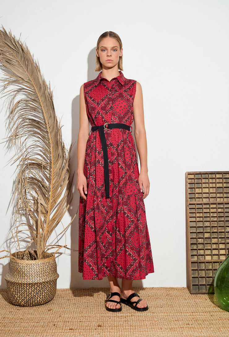 Bandana Shirt Dress w/ Belt