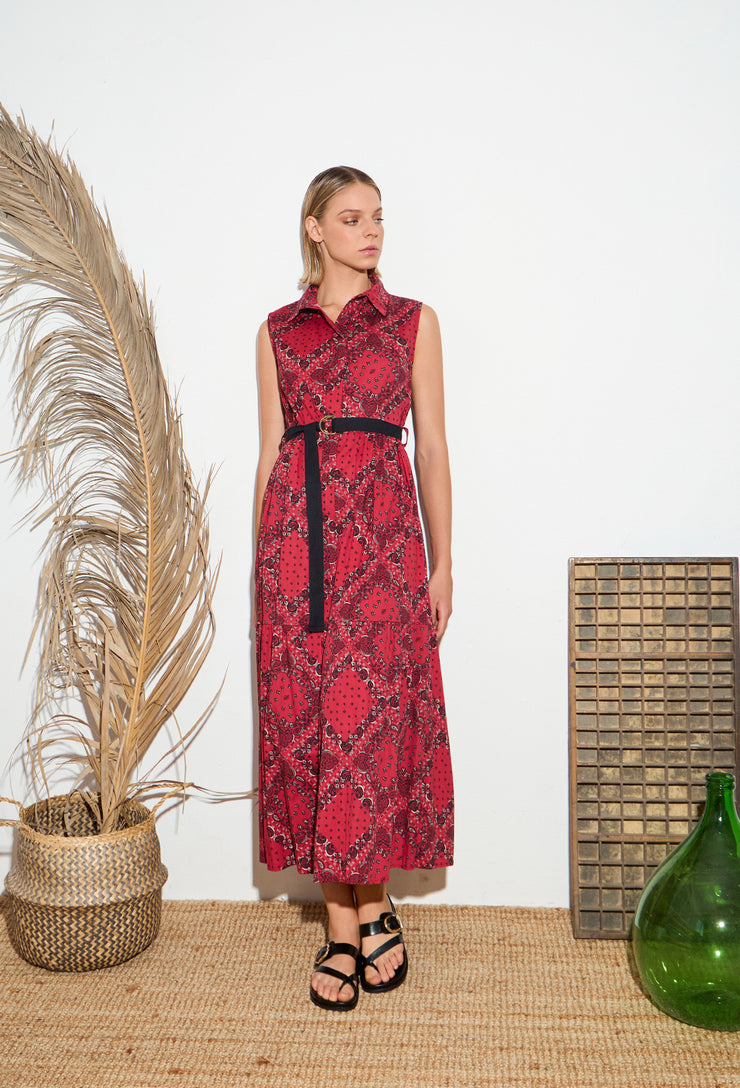 Bandana Shirt Dress w/ Belt