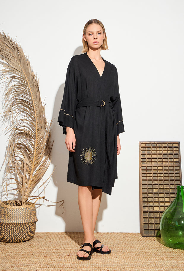 Golden Duet Kimono Black