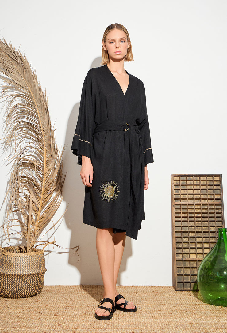 Golden Duet Kimono Black