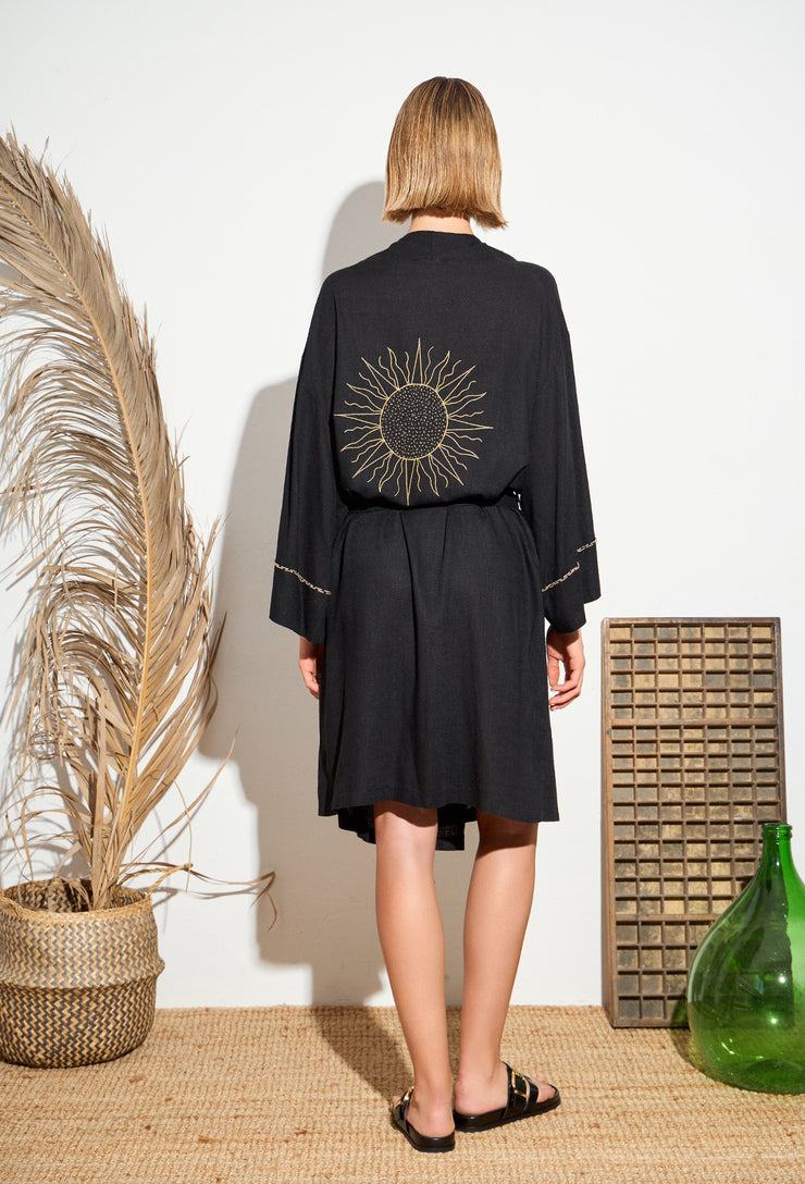 Golden Duet Kimono Black