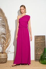 Confetti One Shoulder Dress Fucshia